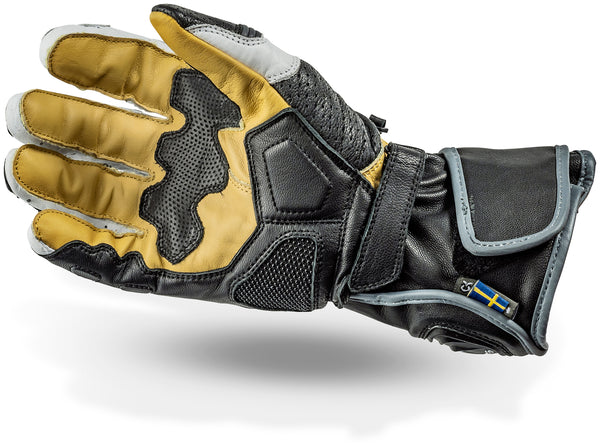 Lindstrands Bergby Motorcycle Gloves Black/White