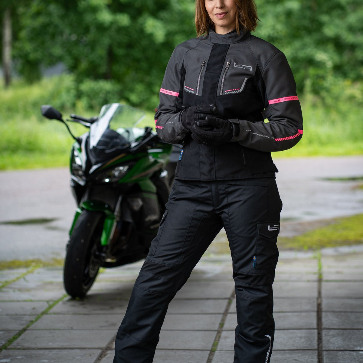 Lindstrands Lomsen Dames Motorjas Grijs/Zwart