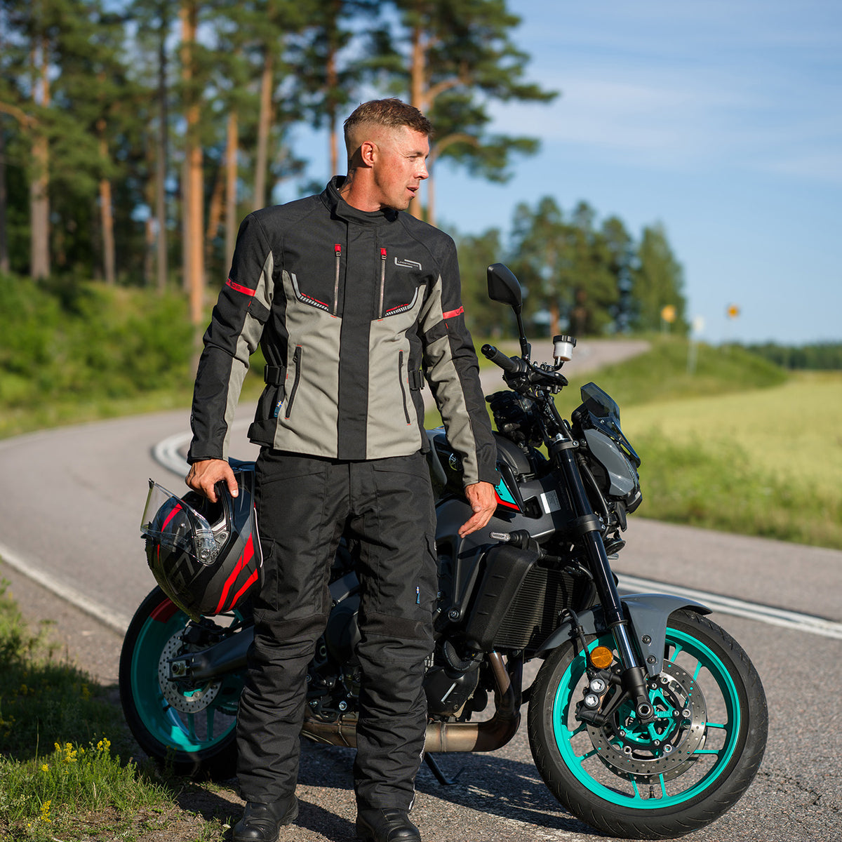 Lindstrands Lomsen Motorjas Zwart/Licht/Grijs