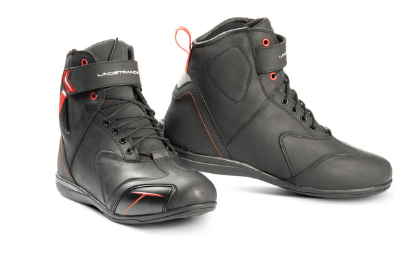 Lindstrands Sport Leder-Motorradstiefel Schwarz