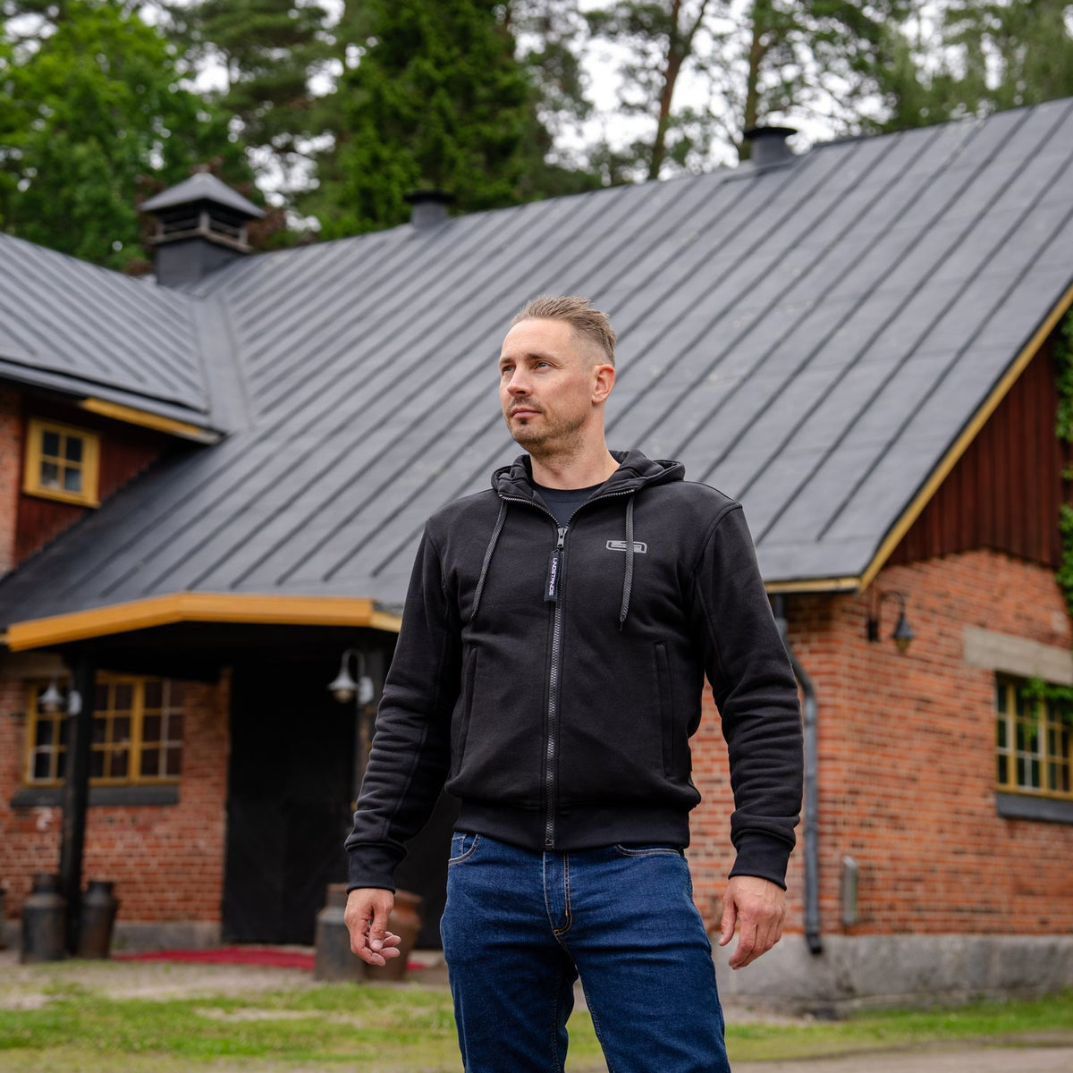 Lindstrands Textile Hoodie Oselbo Motorjas Zwart