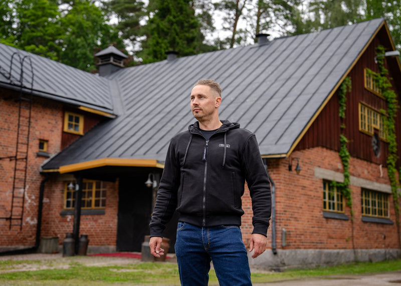Lindstrands Textile Hoodie Oselbo Motorjas Zwart
