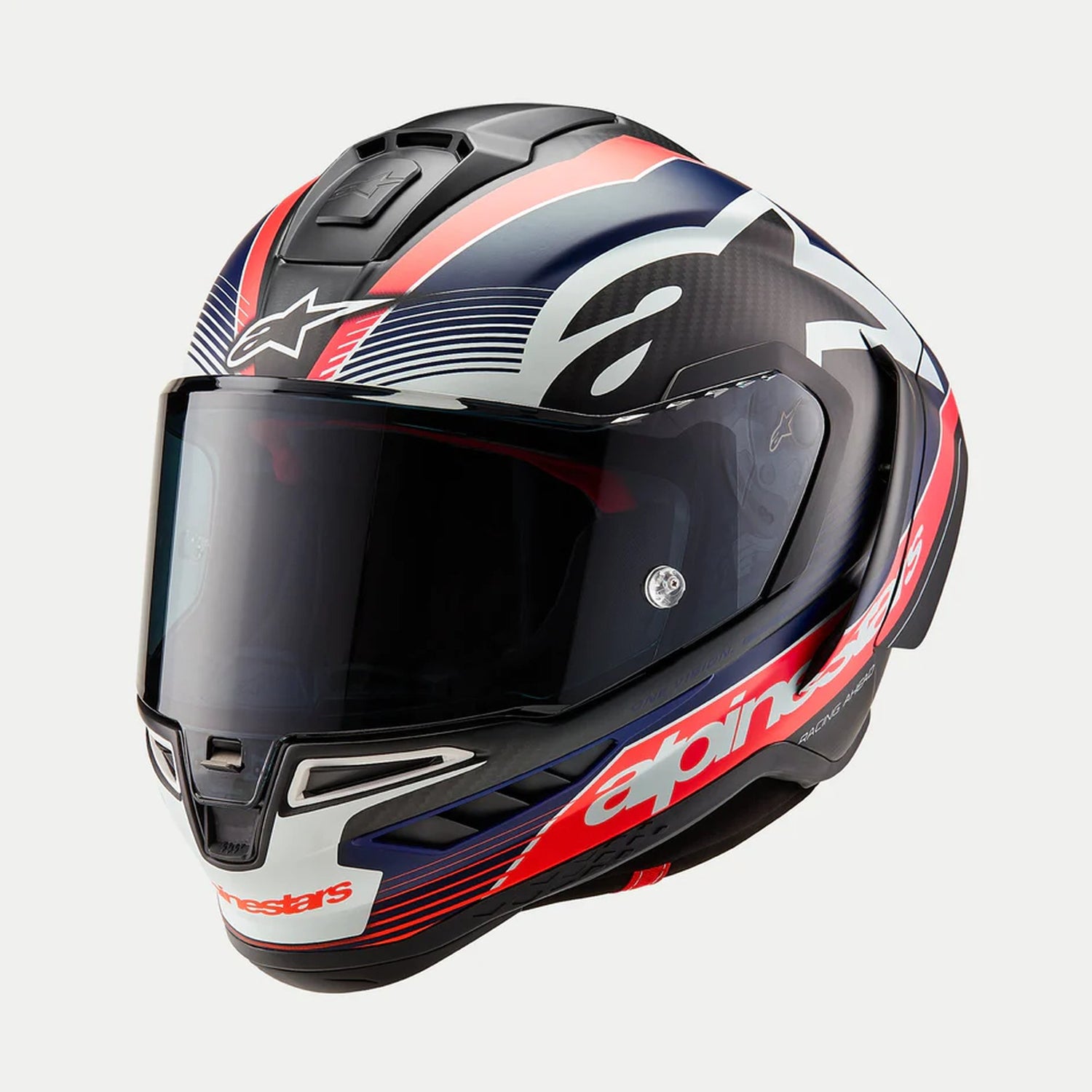 Alpinestars Supertech R10 Team Zwart/Carbon/Blå/Wit Integraalhelm