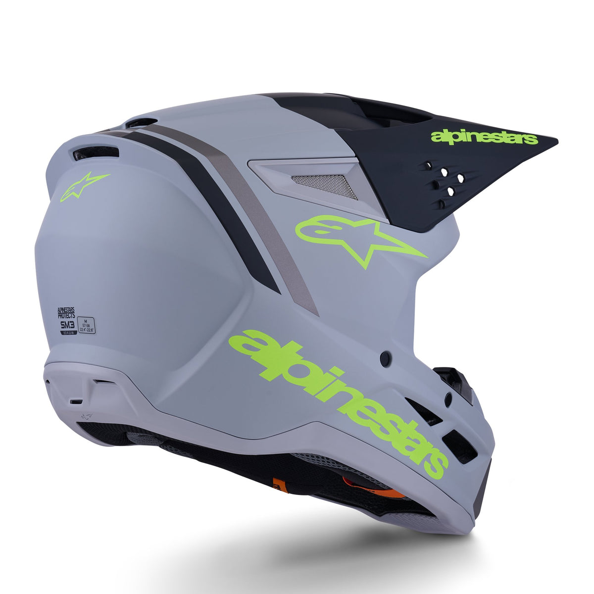 Alpinestars S-M3 Radium Grau/Schwarz/Fluogelb Crosshelm