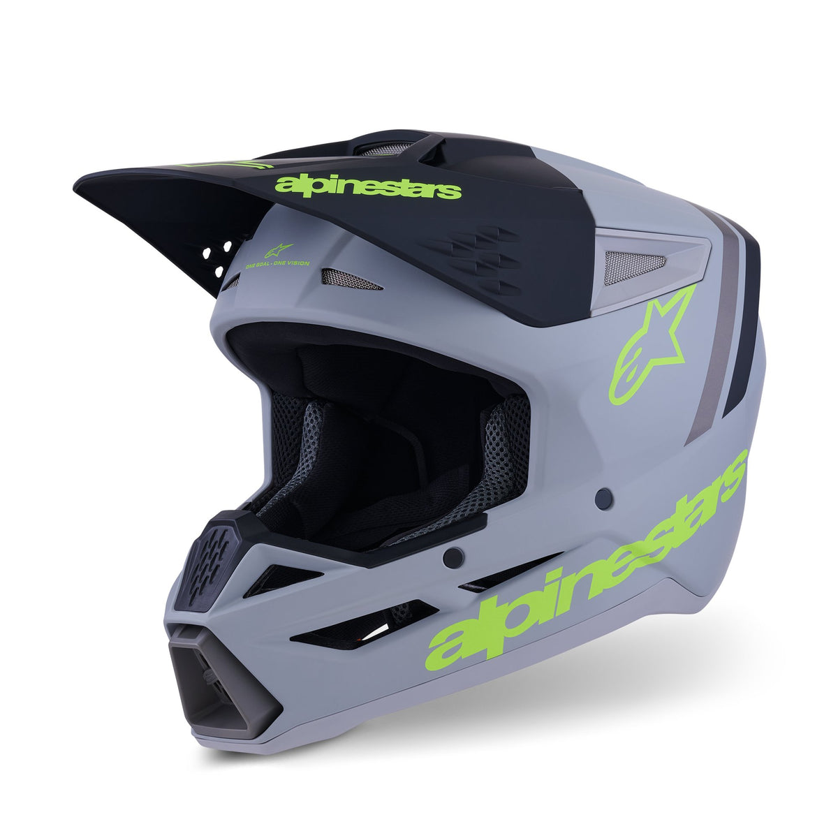 Alpinestars S-M3 Radium Grau/Schwarz/Fluogelb Crosshelm
