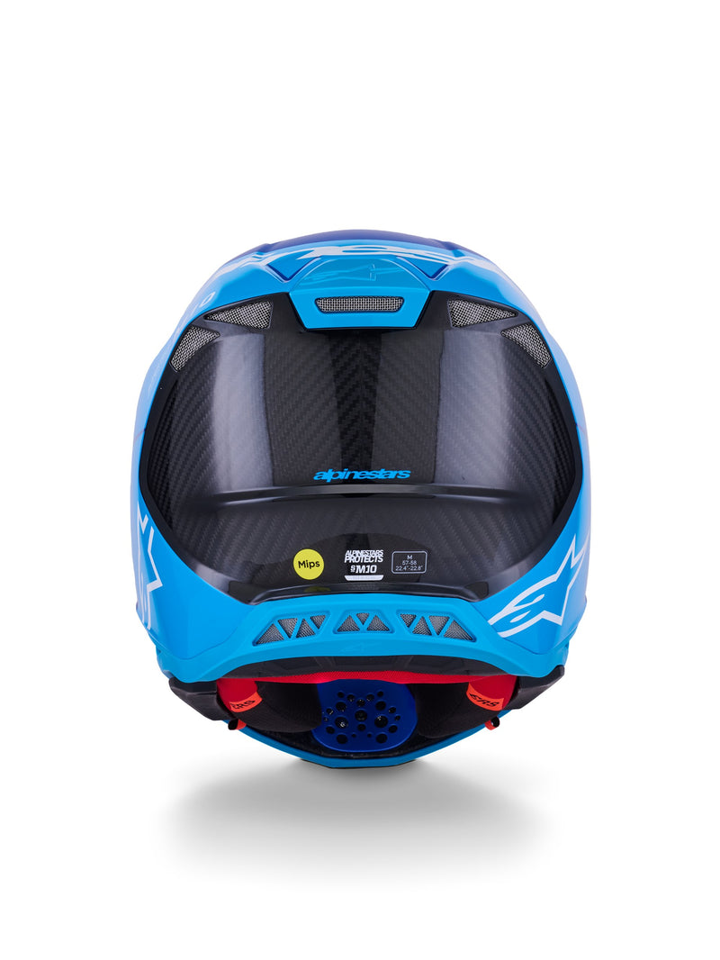 Alpinestars S-M10 Flood Metallic Blauw/Blauw/Carbon Crosshelm