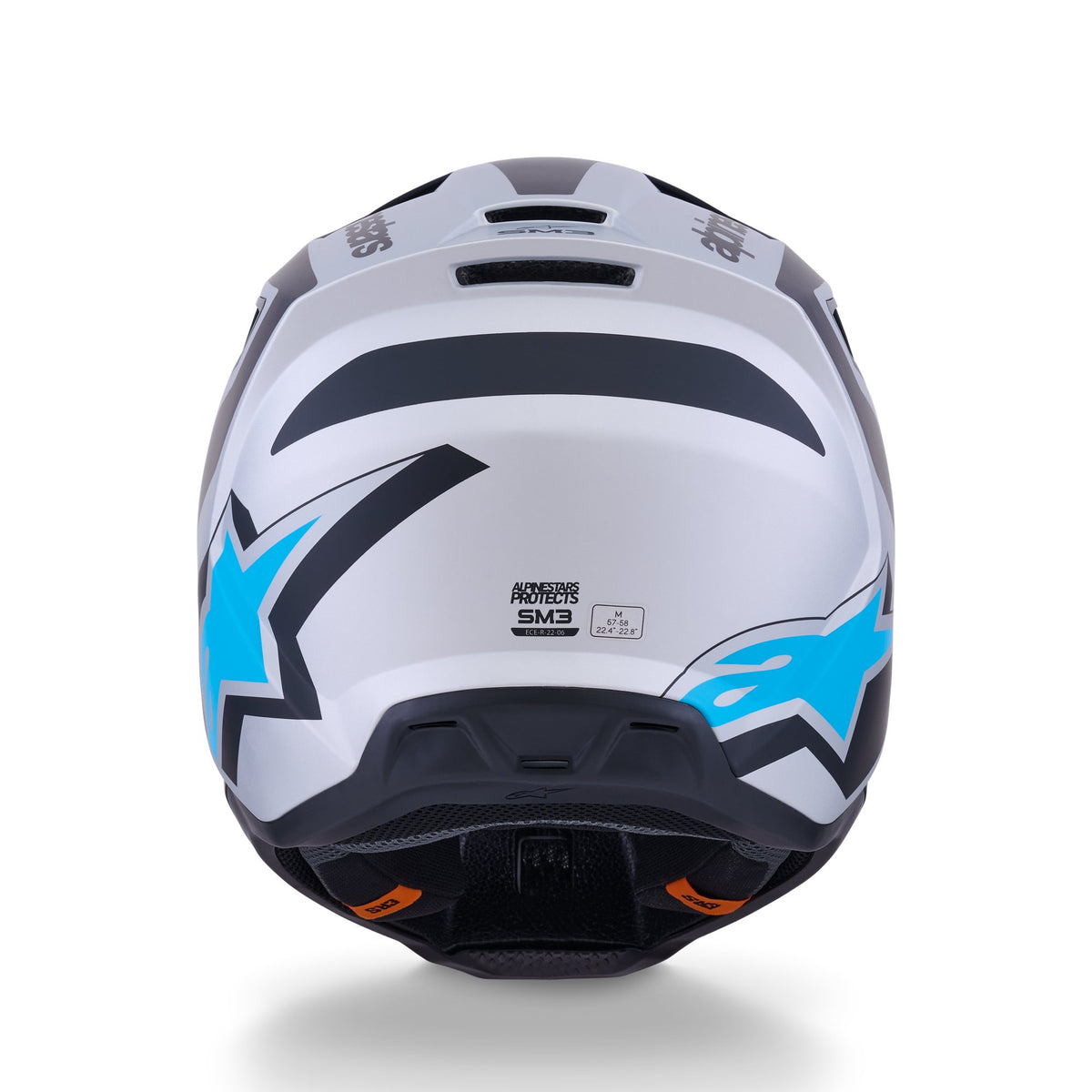 Alpinestars S-M3 Heat Silber/Blau/Schwarz Crosshelm