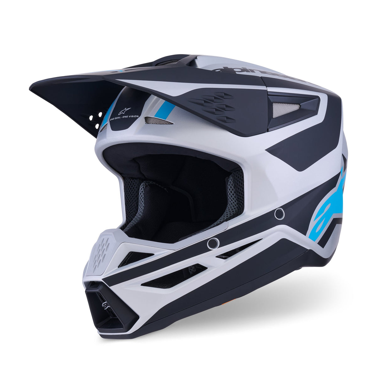 Alpinestars S-M3 Heat Silber/Blau/Schwarz Crosshelm