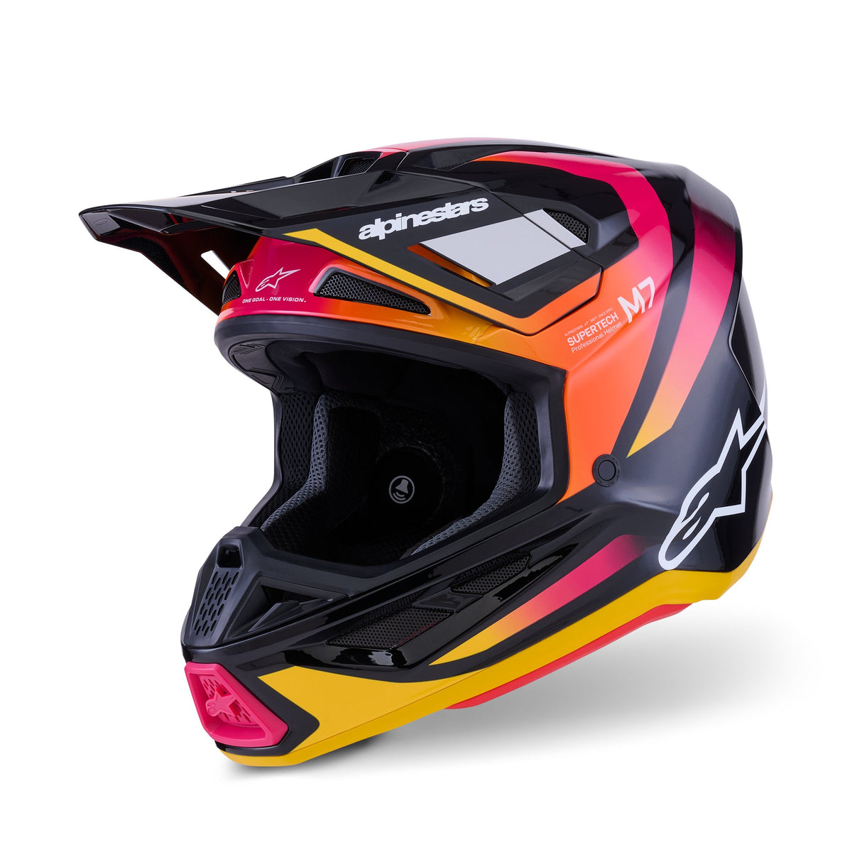 Alpinestars S-M7 Rise Schwarz/Gelb/Pink Crosshelm
