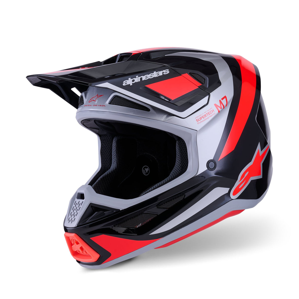 Alpinestars S-M7 Rise Schwarz/Silber/Fluorot Crosshelm