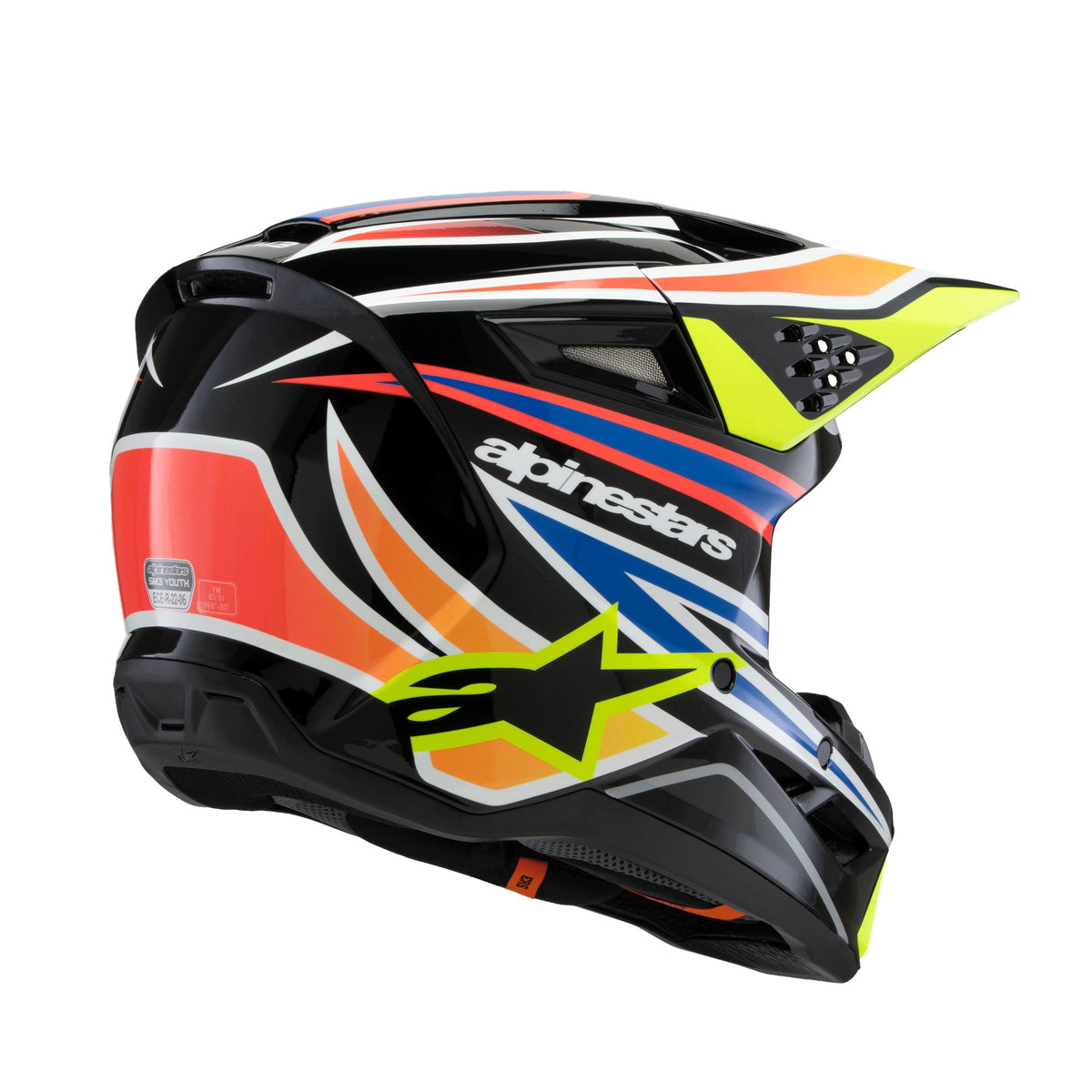 Alpinestars SM3 Youth Wurx Zwart/Fluogeel/Blauw Crosshelm
