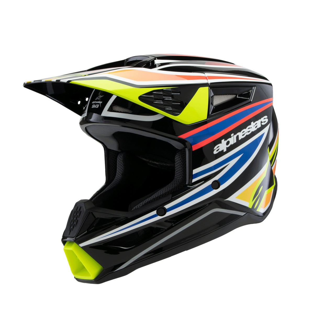 Alpinestars SM3 Youth Wurx Zwart/Fluogeel/Blauw Crosshelm