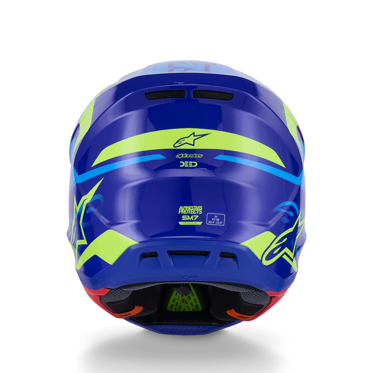 Alpinestars S-M7 Deed Blauw/Fluogeel Crosshelm