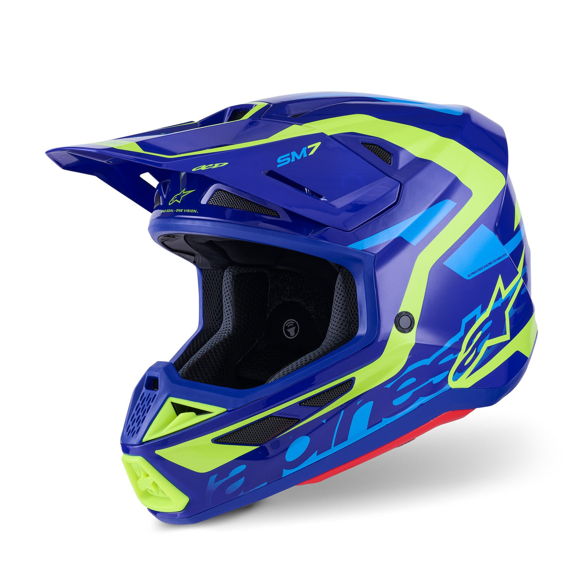 Alpinestars S-M7 Deed Blauw/Fluogeel Crosshelm
