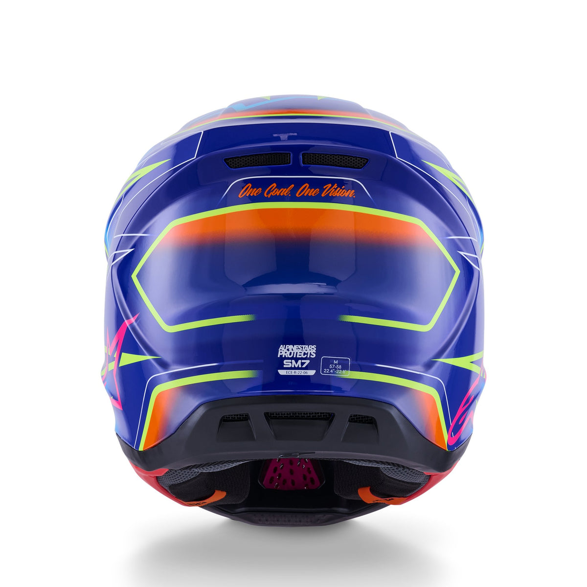 Alpinestars S-M7 Cast Blau/Pink/Fluogelb Crosshelm
