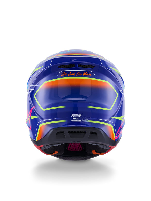 Alpinestars S-M7 Cast Blauw/Roze/Fluogeel Crosshelm