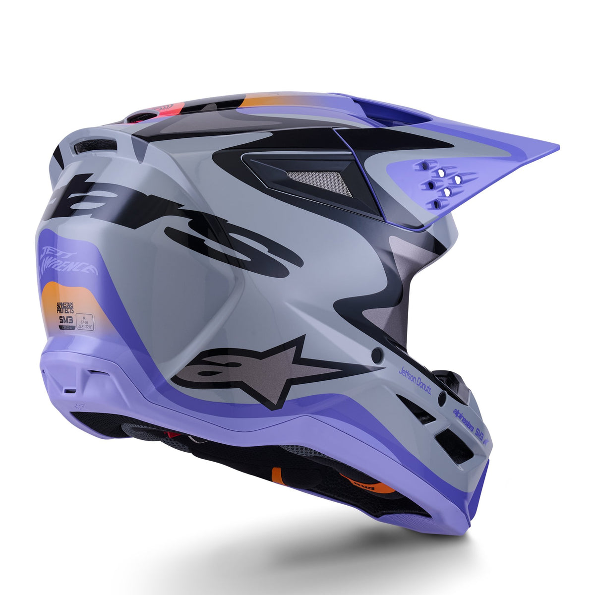 Alpinestars S-M3 Jettson Grijs/Paars/Zwart Crosshelm