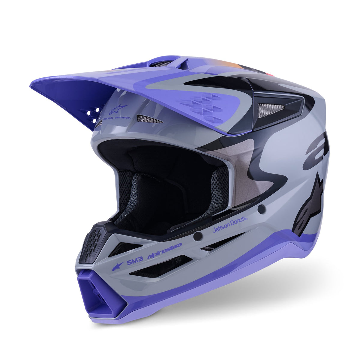 Alpinestars S-M3 Jettson Grijs/Paars/Zwart Crosshelm
