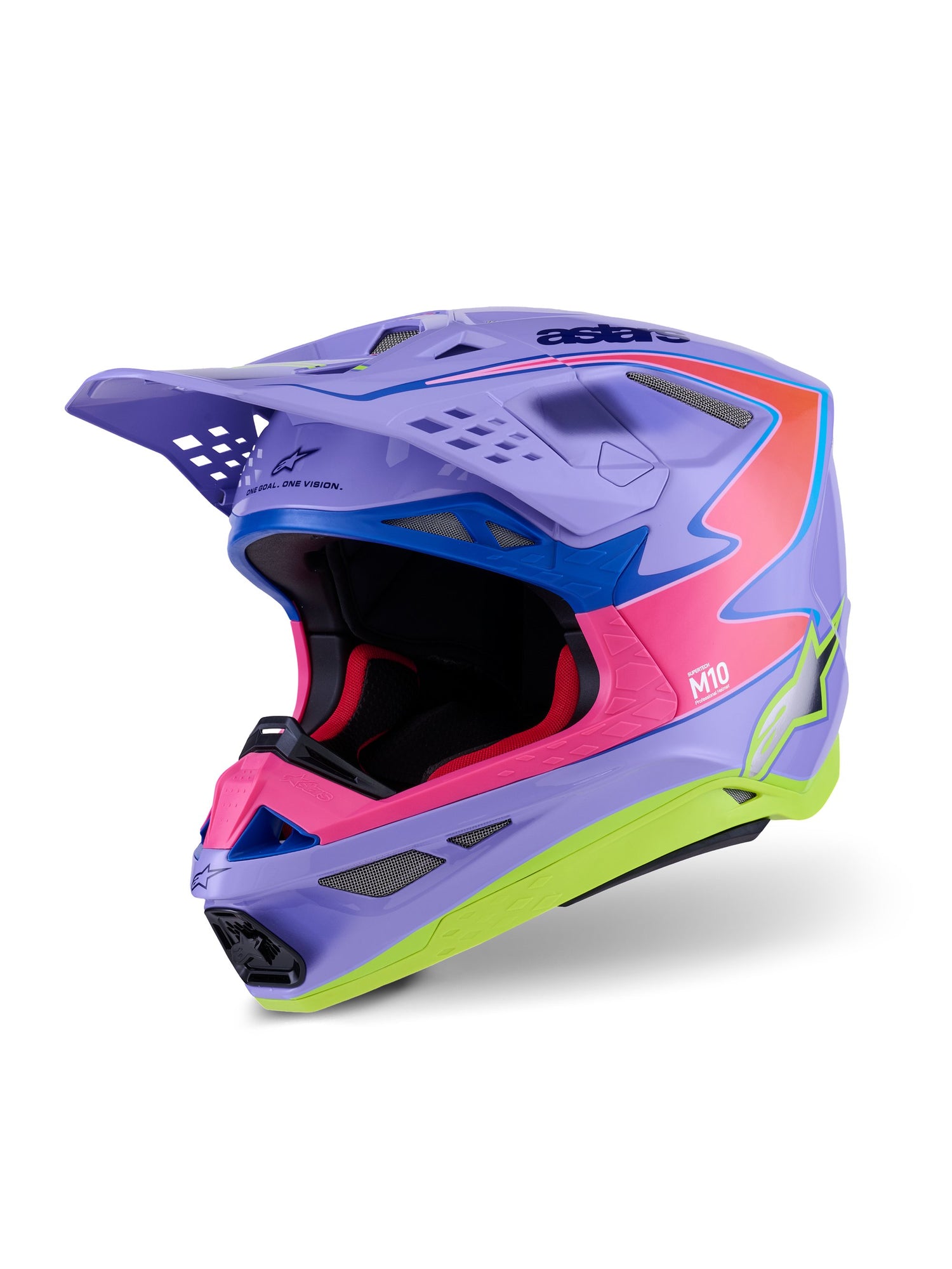 Alpinestars S-M10 JL R01 Lila/Fluororange/Fluor-Gelb Crosshelm