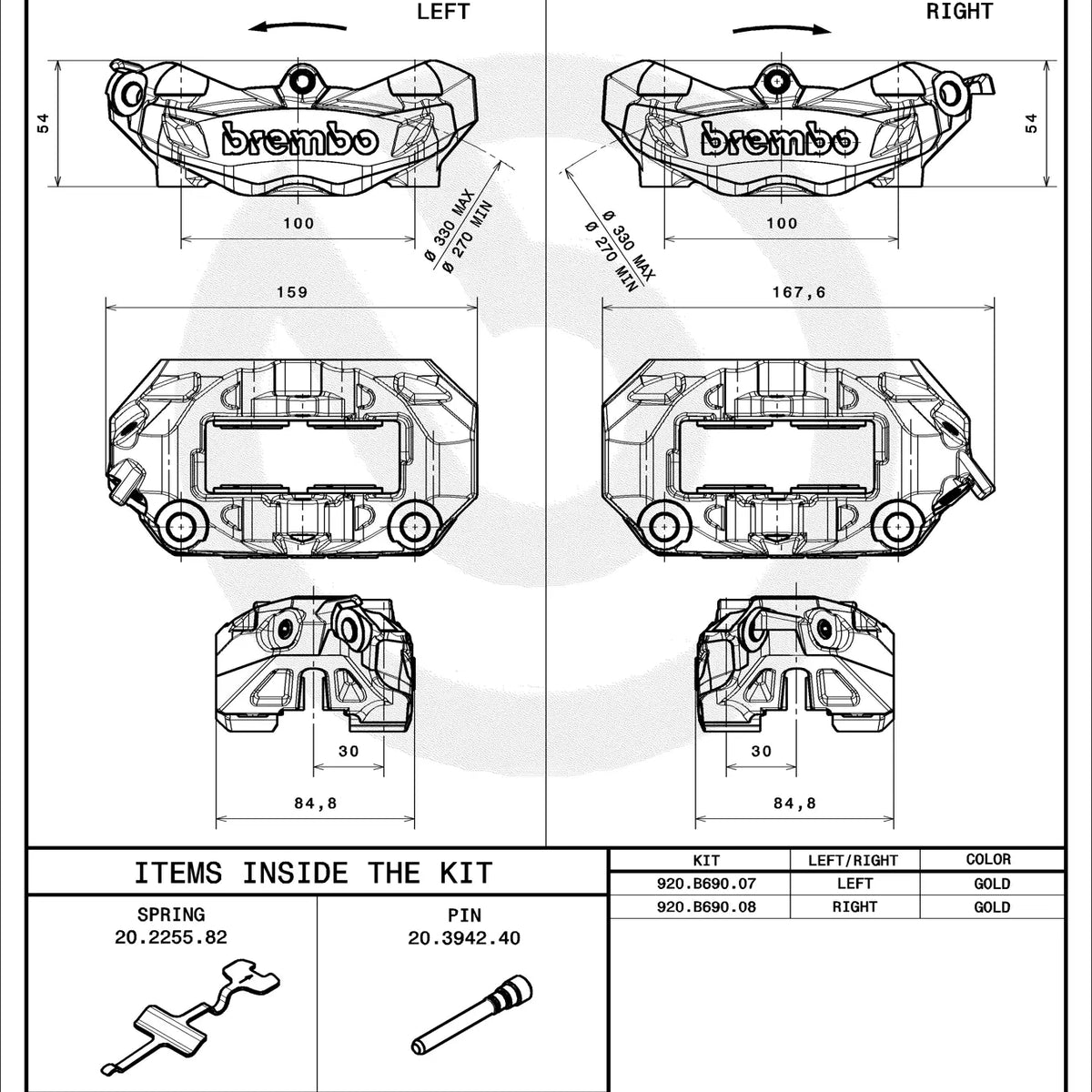 Brembo Remklauw M4.32 Prime 100 mm 920B69008