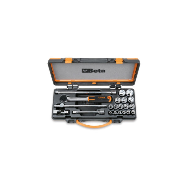 Beta Tools 910A C16 Steckschlüsselsatz 3/8 Zoll 16-teilig mit Ratschen und Zubehör im Koffer