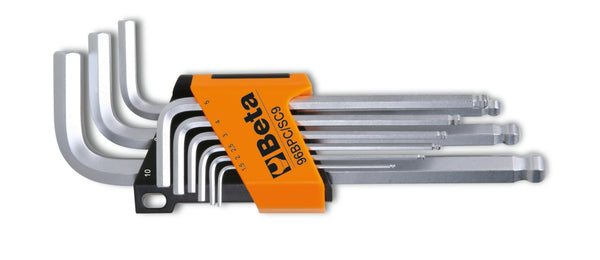 Beta Tools 96BPC SC9 Hex Key Set 9 Pieces With Ball End Chrome Plated