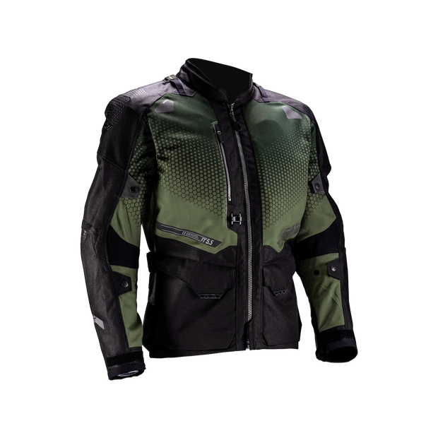 Leatt ADV FlowTour 5.5 motorjas AA gecertificeerd geventileerd met HydraDri 20K regenjas Forest Green