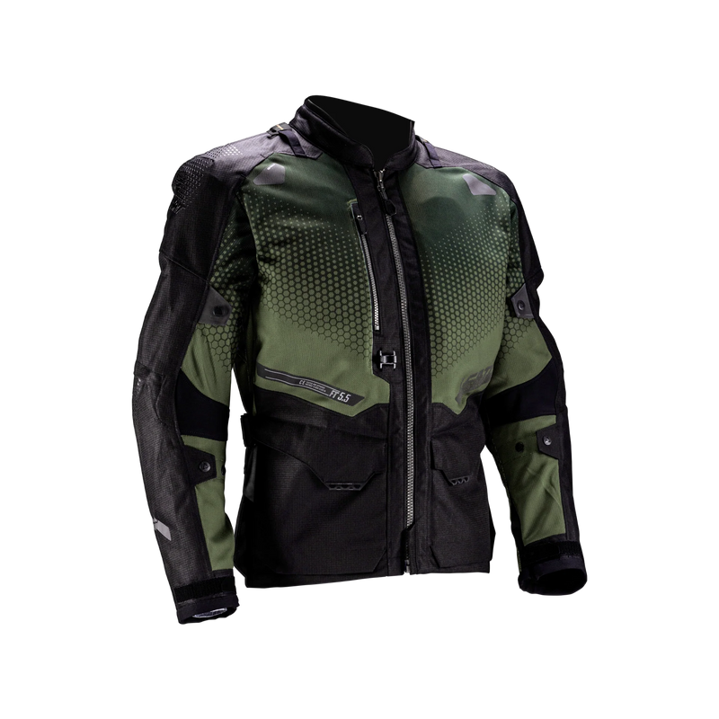 Leatt ADV FlowTour 5.5 Motorradjacke, AA-zertifiziert, belüftet mit HydraDri 20K Regenschutz, Waldgrün