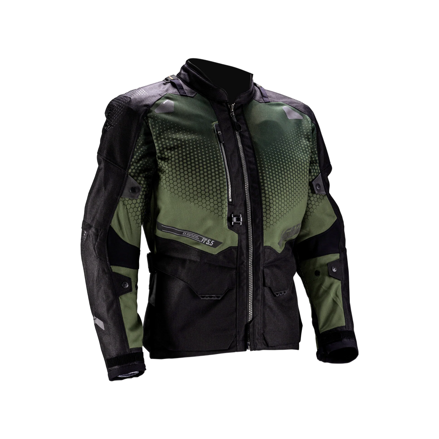 Leatt ADV FlowTour 5.5 motorjas AA gecertificeerd geventileerd met HydraDri 20K regenjas Forest Green