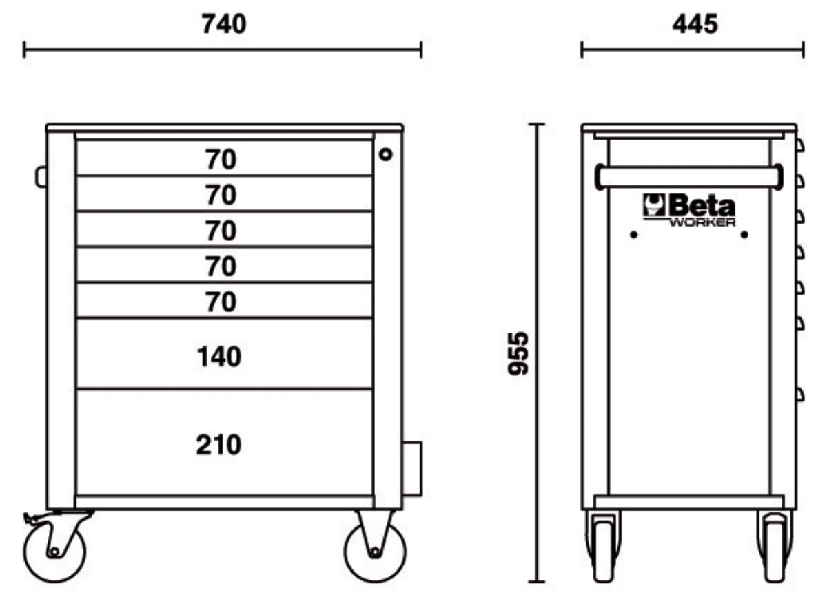 Beta Tools BW 2400S 7/E-M Tool Trolley – 7 Drawers – 309-Piece Tool Set