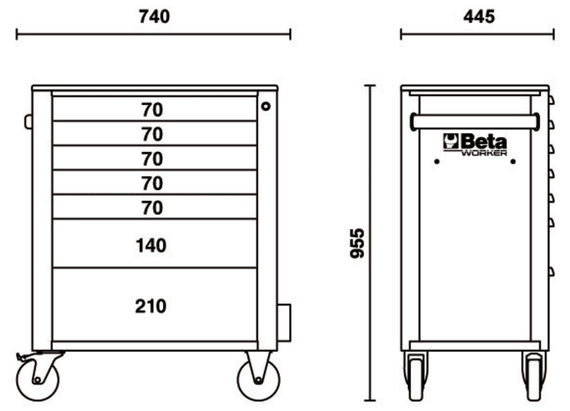 Beta Tools BW 2400S 7/E-M Tool Trolley – 7 Drawers – 309-Piece Tool Set