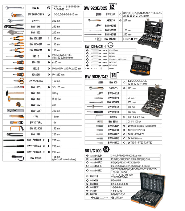 Beta Tools BW 4300E Tool Trolley – 3 Modules – 212-Piece Tool Set