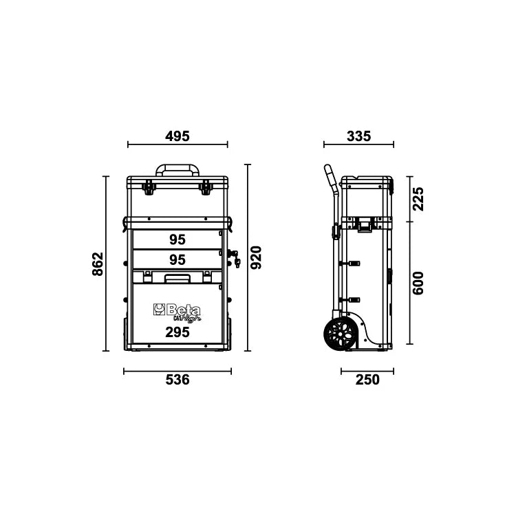 Beta Tools C41H Gereedschapswagen – Modulair – Met Wielen en Telescopische Handgreep
