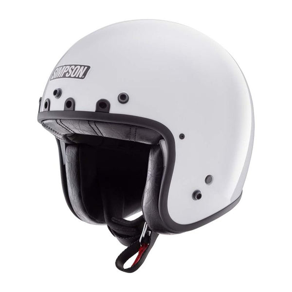 Simpson Chopper Solid White Open Face Helmet Custom Motorcycle Helmet D-Ring