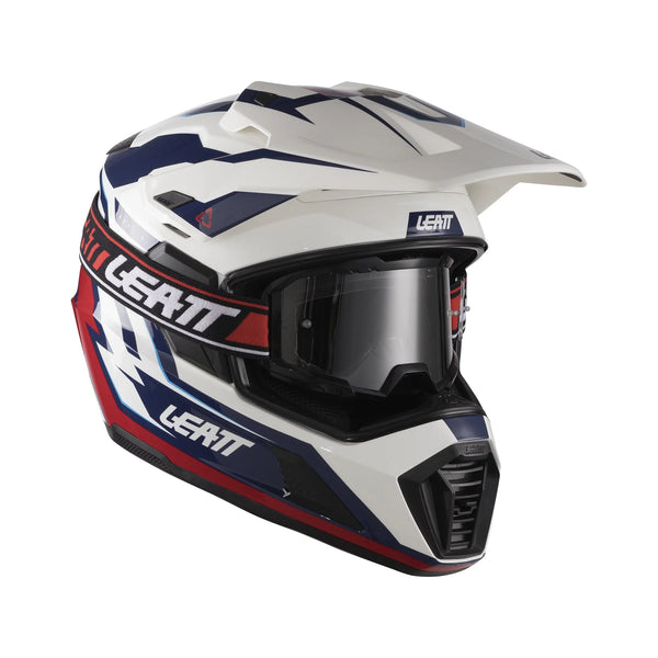 Leatt ADV 7.5 Kinder-Motorradhelm Adventure ECE 22.06 mit Brille, Königsblau/Rot