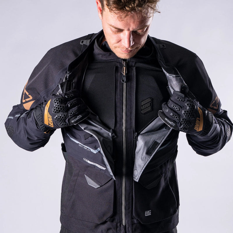 Leatt ADV 8.5 MultiTour Motorradjacke, 35.000 mm wasserdicht, AA-zertifiziert, 5-in-1, schwarz/grau