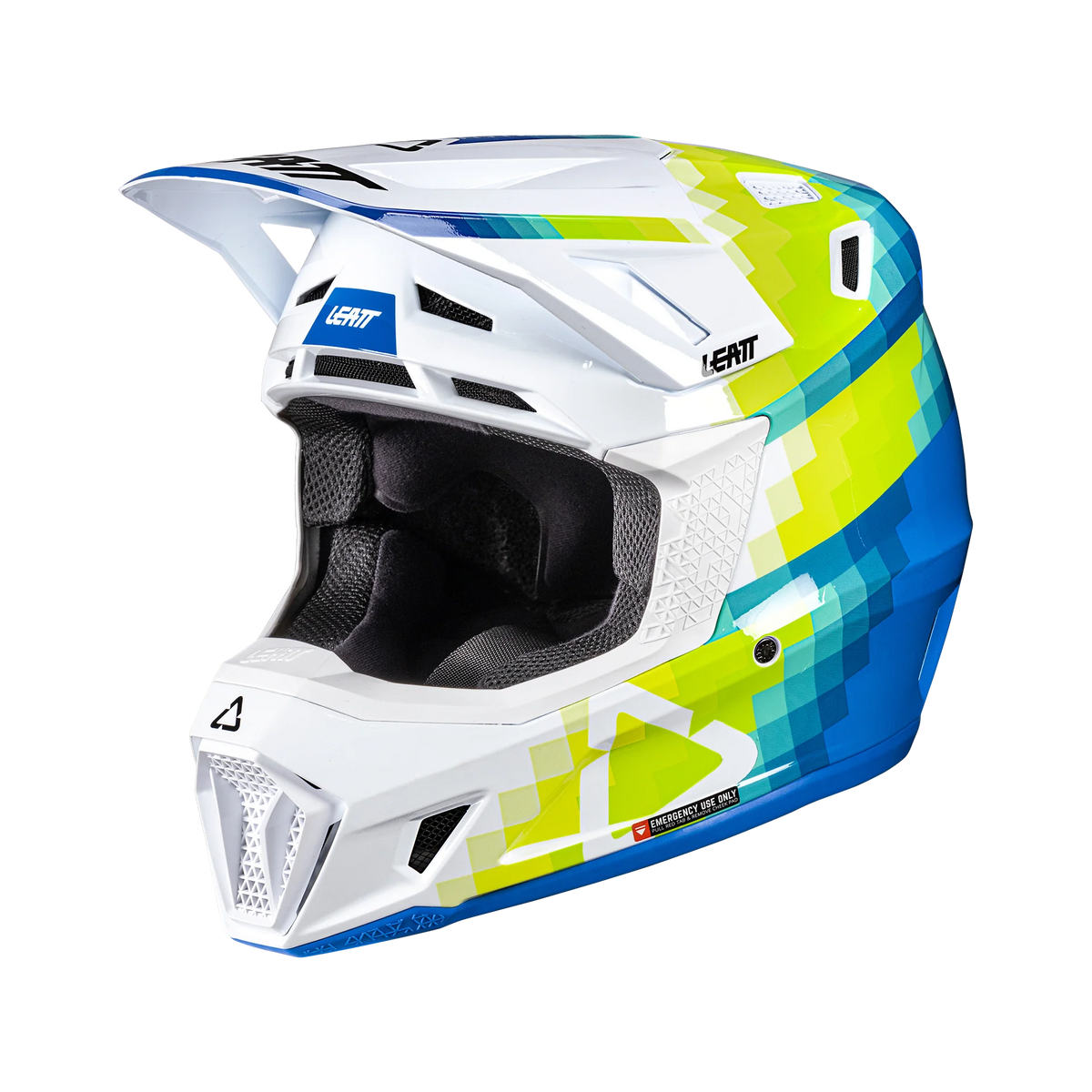 Leatt Moto 7.5 Motorradhelm-Set ECE 22.06 mit Velocity 4.5 Brille Pixel Blue