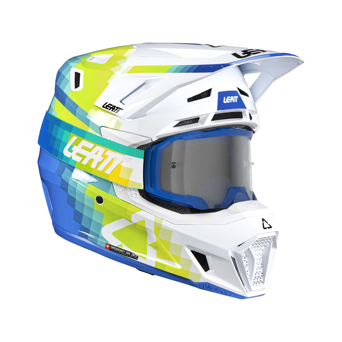 Leatt Moto 7.5 Motorradhelm-Set ECE 22.06 mit Velocity 4.5 Brille Pixel Blue