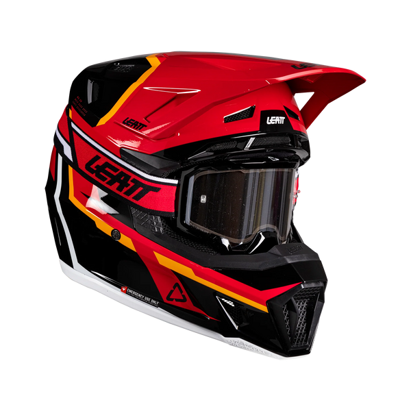 Leatt Moto 7.5 Motorradhelm-Set ECE 22.06 mit Velocity 4.5 Brille, Rot