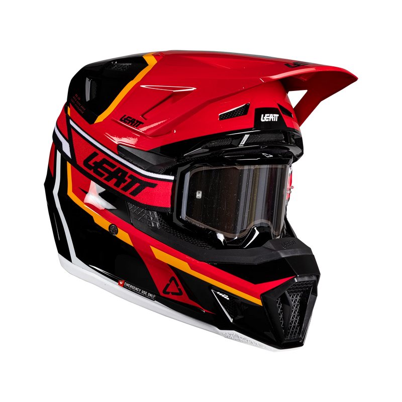 Leatt Moto 7.5 Motorradhelm-Set ECE 22.06 mit Velocity 4.5 Brille, Rot