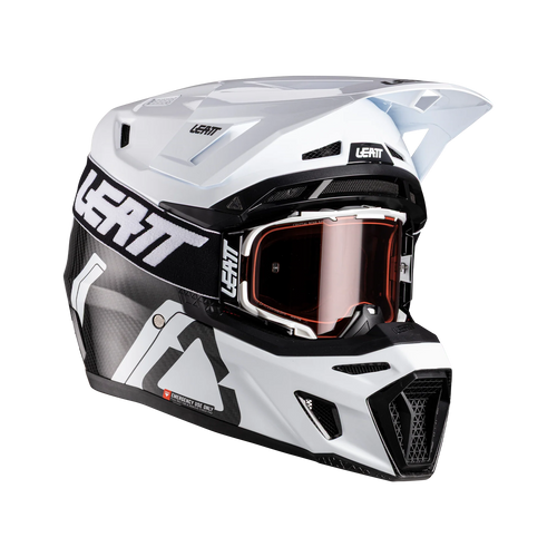 Leatt Moto 9.5 Carbon Motorradhelm-Set ECE 22.06 mit Velocity 6.5 Brille, Weiß