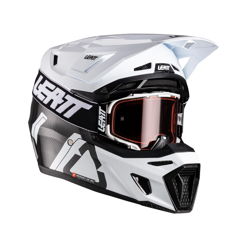 Leatt Moto 9.5 Carbon Motorradhelm-Set ECE 22.06 mit Velocity 6.5 Brille, Weiß