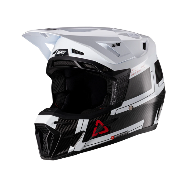 Leatt Moto 9.5 Carbon Motorradhelm-Set ECE 22.06 mit Velocity 6.5 Brille, Weiß