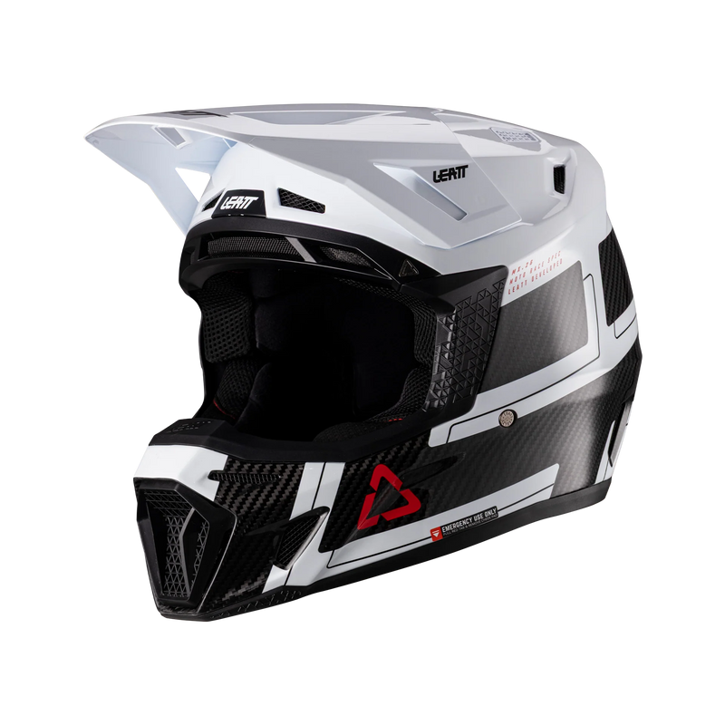 Leatt Moto 9.5 Carbon Motorradhelm-Set ECE 22.06 mit Velocity 6.5 Brille, Weiß