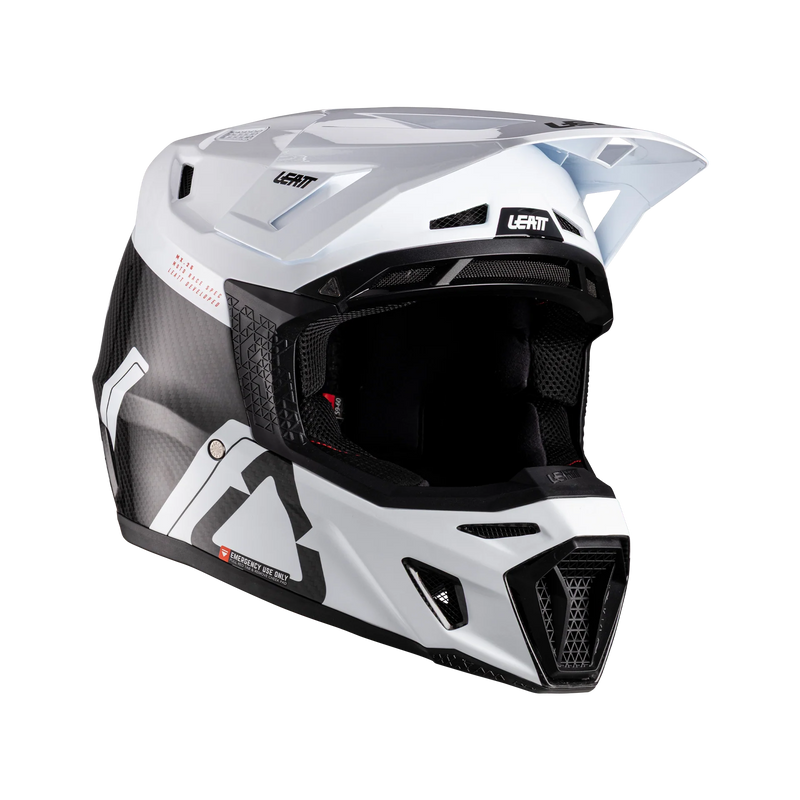 Leatt Moto 9.5 Carbon Motorradhelm-Set ECE 22.06 mit Velocity 6.5 Brille, Weiß