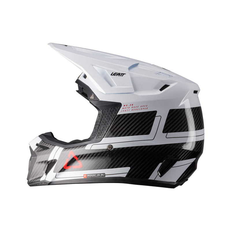 Leatt Moto 9.5 Carbon Motorradhelm-Set ECE 22.06 mit Velocity 6.5 Brille, Weiß