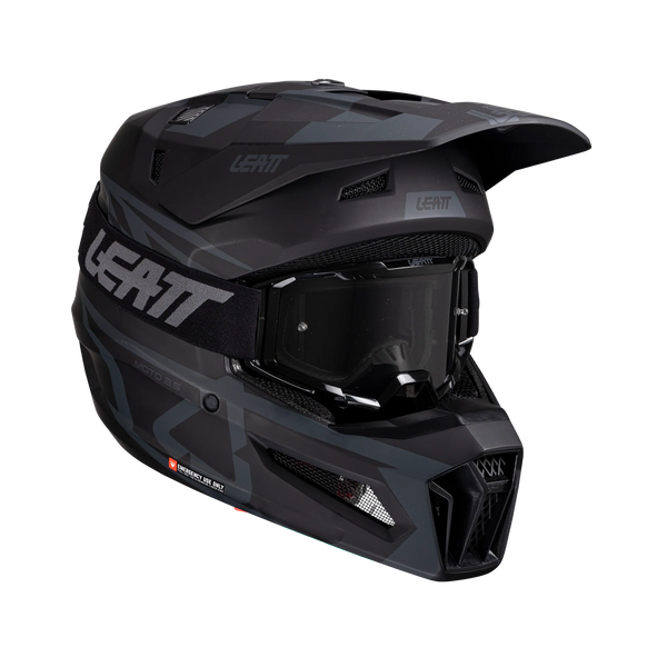 Leatt Moto 3.5 Motorradhelm-Set ECE 22.06 mit Vizion 3.5 Brille Stealth Schwarz/Grau