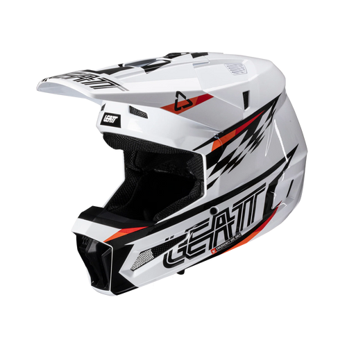 Leatt Helm Kit Moto 3.5 Junior White V25 – Kinder-Motocrosshelm mit Leatt Vizion 3.5 Junior Crossbrille