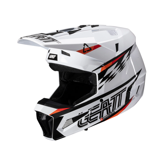 Leatt Helmet Kit Moto 3.5 Junior White V25 – Kids Motocross Helmet with Leatt Vizion 3.5 Junior Goggles