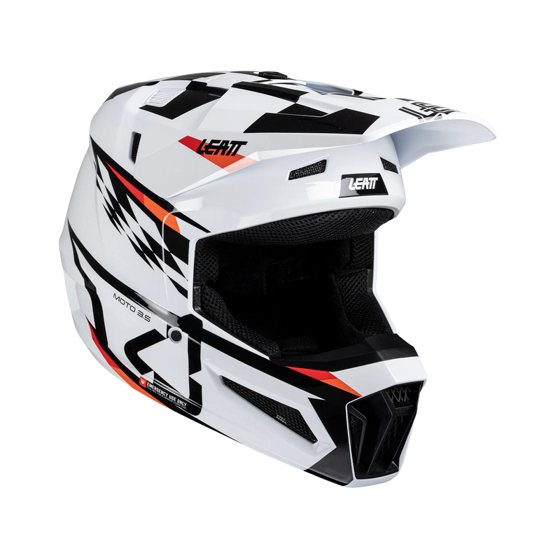 Leatt Helmet Kit Moto 3.5 Junior White V25 – Kids Motocross Helmet with Leatt Vizion 3.5 Junior Goggles